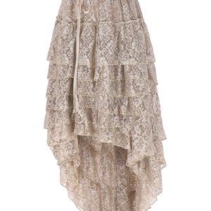 Gold Champagne Lace Victorian Ruffle Bustle Skirt